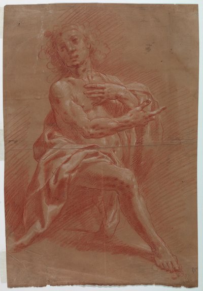 Kneeling Man for an Adoration of the Shepherds by Giovanni Giacomo Barbelli
